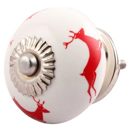 Red Running  Rein Deer Pattern Ceramic Cabinet Knob Online